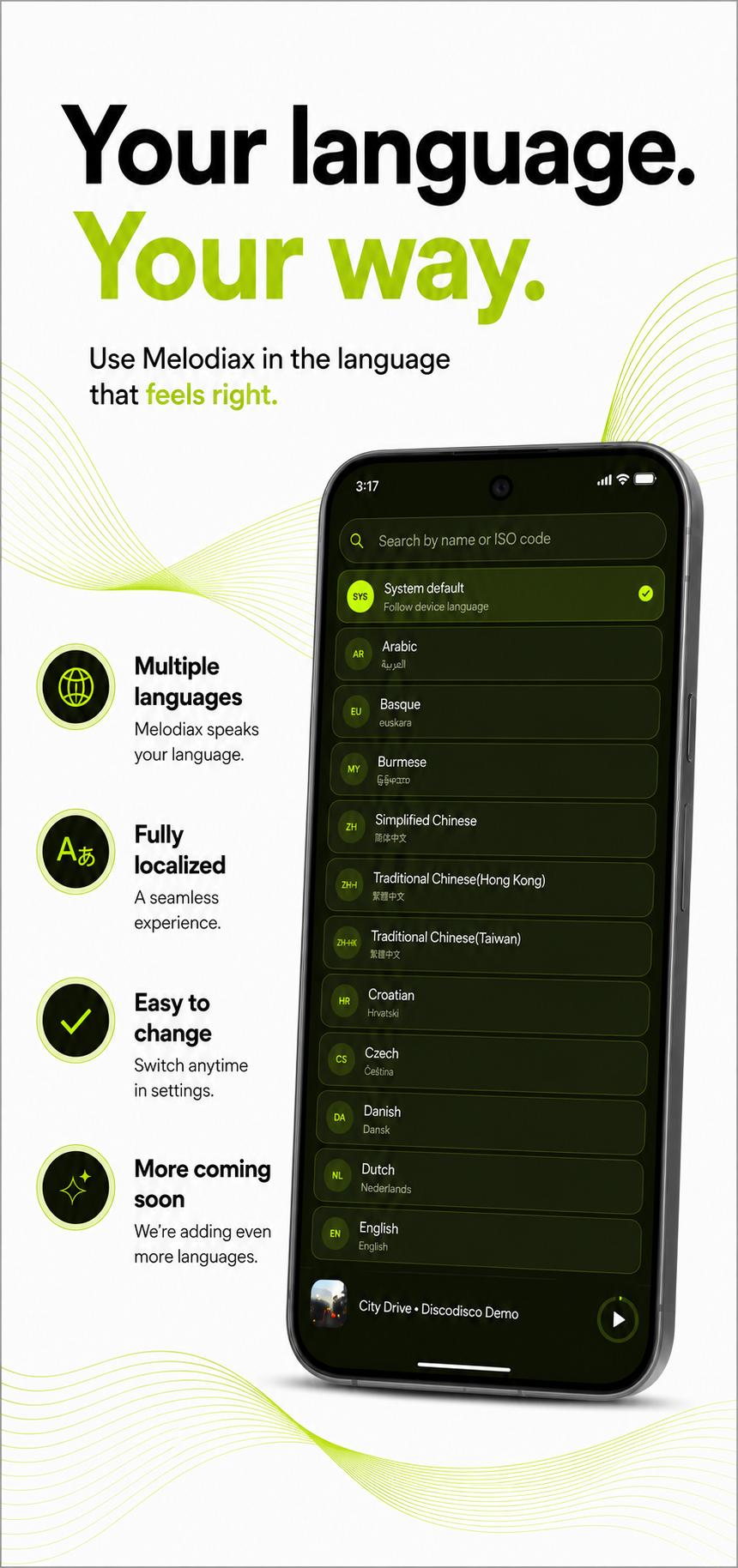 Melodiax — Languages