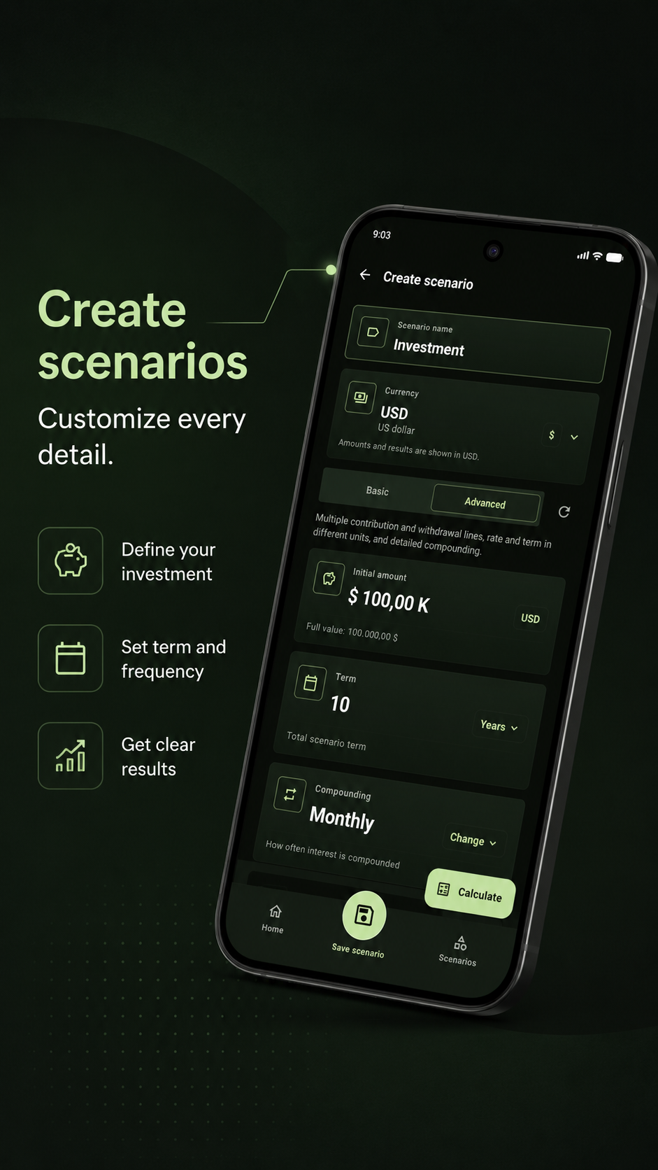 Rendia — Create scenarios